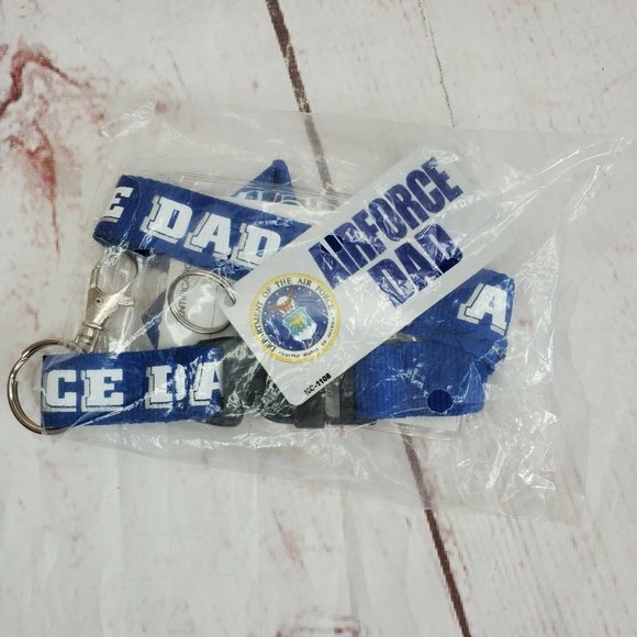 Blue White Airforce Dad Lanyard Army Airforce Key Chain Badge ID Holder - Picture 1 of 6